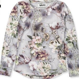 Molo Kids Long Sleeve Shirt - Floral Gray and Purple